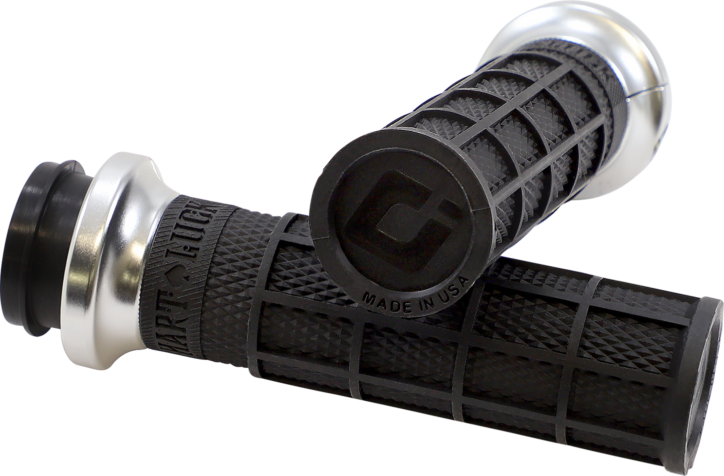 ODI Hart-Luck Signature V-Twin Lock-On™ Grips - TBW - Black/Silver V31HTW-BB-S