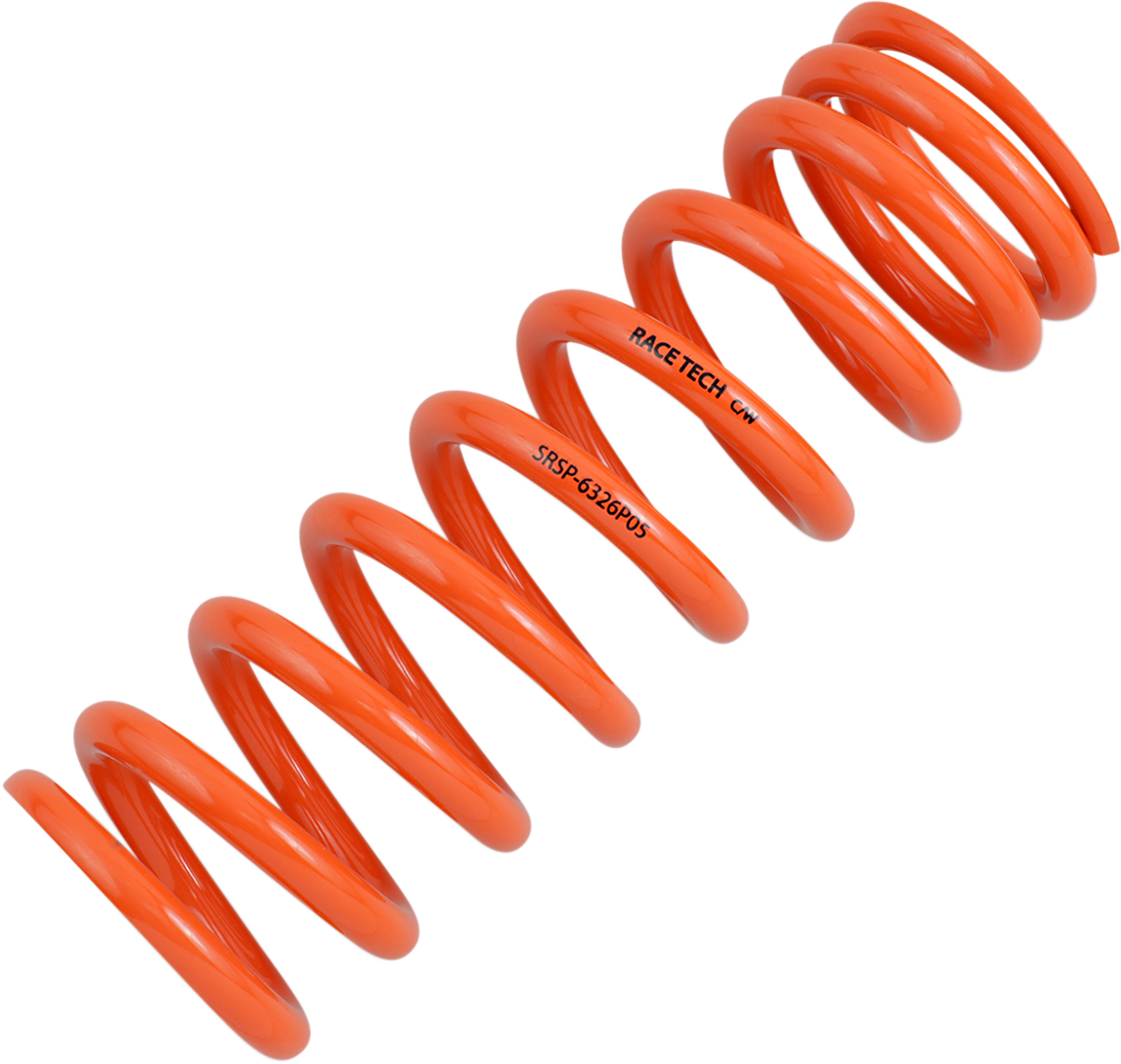 Race Tech Progressively Wound Shock Spring – Orange P05 – 336 lb/in Spring Rate (Part Number SRSP 6326P05)
