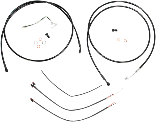 BURLY BRAND Complete Black Vinyl Handlebar Cable/Line Kit for Ape Hangers - 13" - ABS - '14-'16 FLH B30-1115