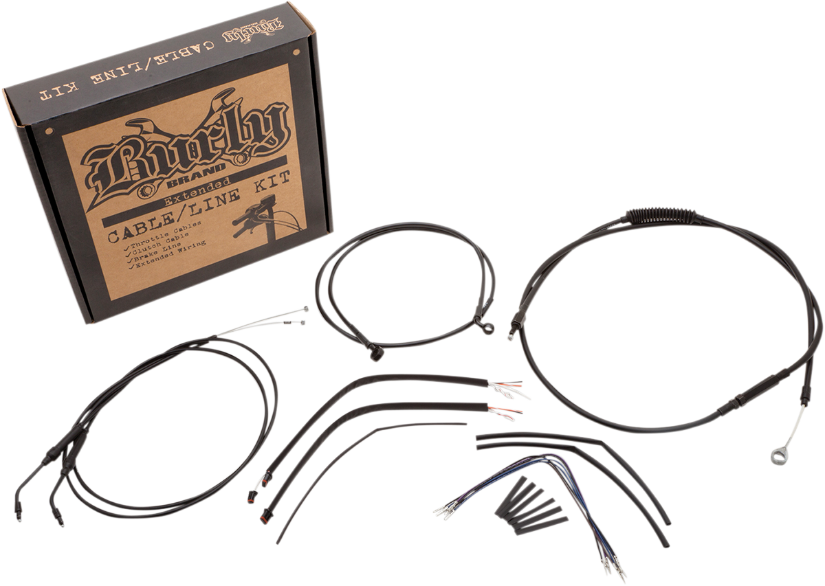 BURLY BRAND Complete Black Vinyl Handlebar Cable/Line Kit for Ape Hangers - 16" - '14-'22 Sportster B30-1108