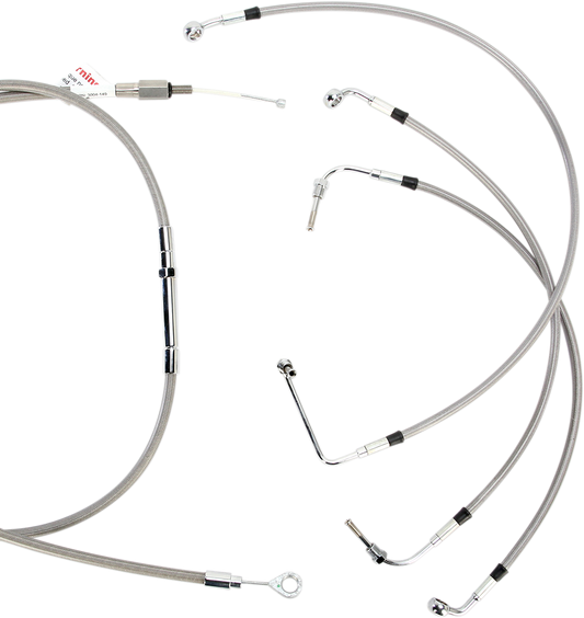 BURLY BRAND Complete Stainless Braided Handlebar Cable/Brake Line Kit - 13" Ape Hangers- '08-'13 FLH B30-1103