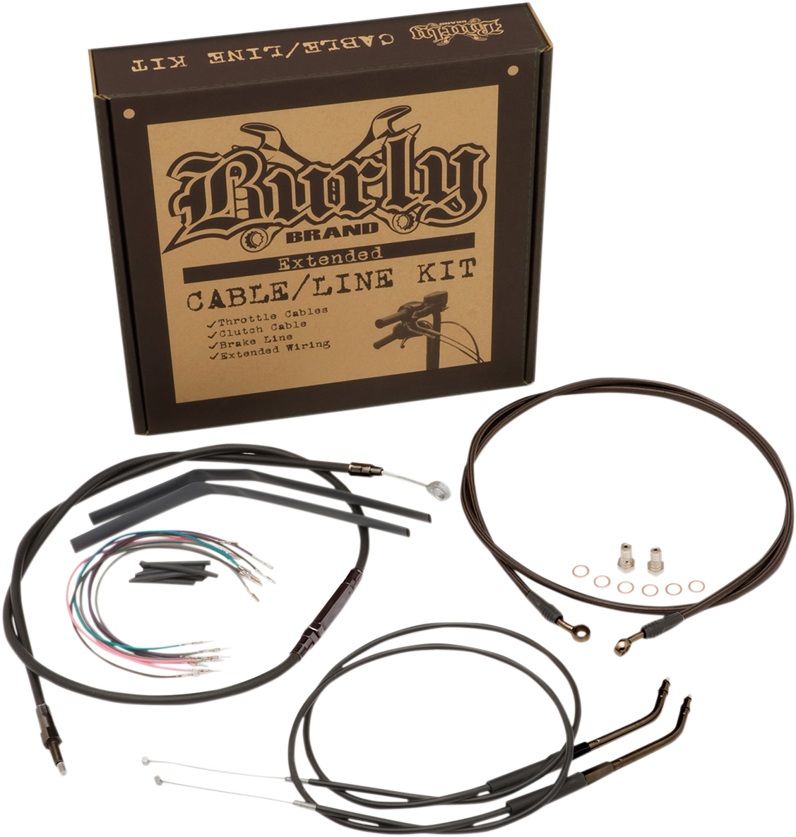 BURLY BRAND Jail Bar Cable Kit - Handlebars - Black Vinyl - '14-'22 XL