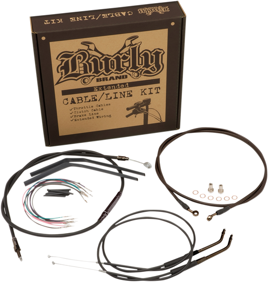 BURLY BRAND Jail Bar Cable Kit - 12" Handlebars - Black Vinyl - '07-'11 FXD B30-1147