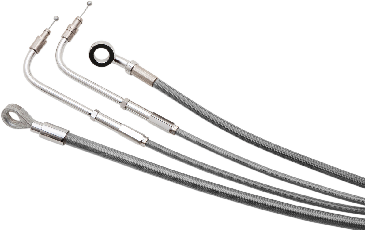 BURLY BRAND Complete Stainless Braided Handlebar Cable/Brake Line Kit - Ape Hangers - '17-'20 Touring
