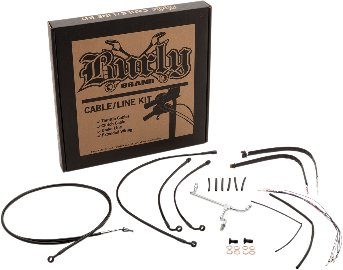 BURLY BRAND Complete Black Vinyl Handlebar Cable/Line Kit for Ape Hangers - 16" - ABS - '15-'16 FLTR B30-1180