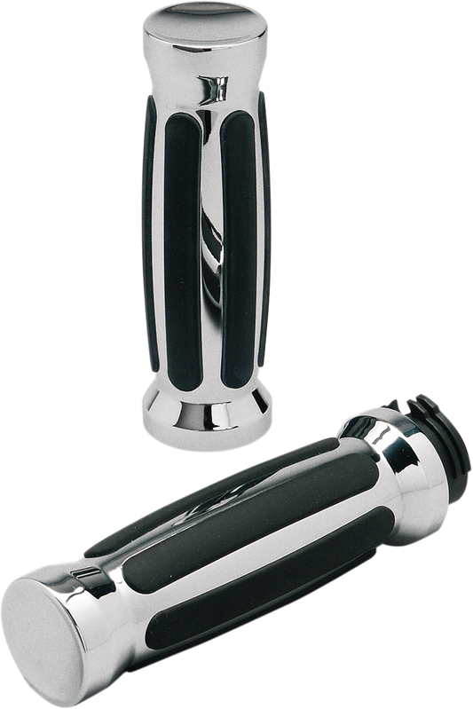 PRO-ONE PERF.MFG. Custom Straight Rubber Grips with Chrome Finish - Part Number 802430
