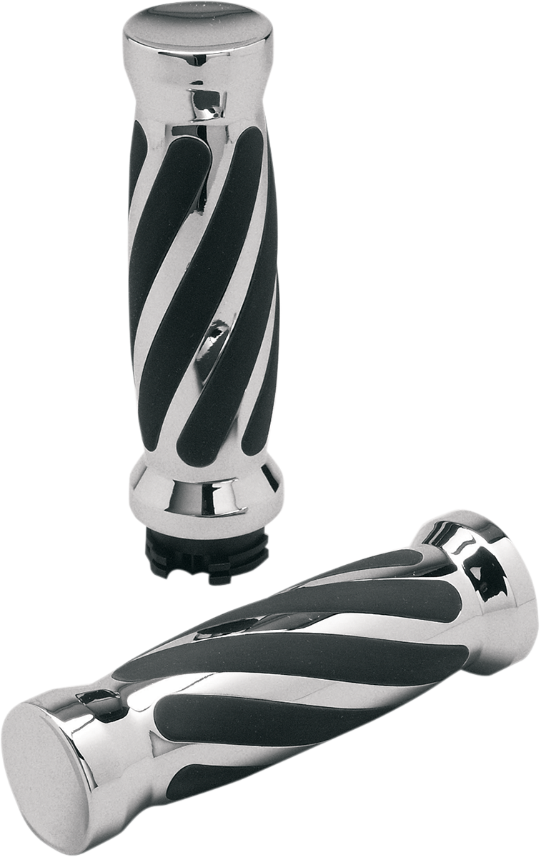 PRO-ONE PERF.MFG. Custom Twisted Rubber Grips with Chrome Finish - Part 802440