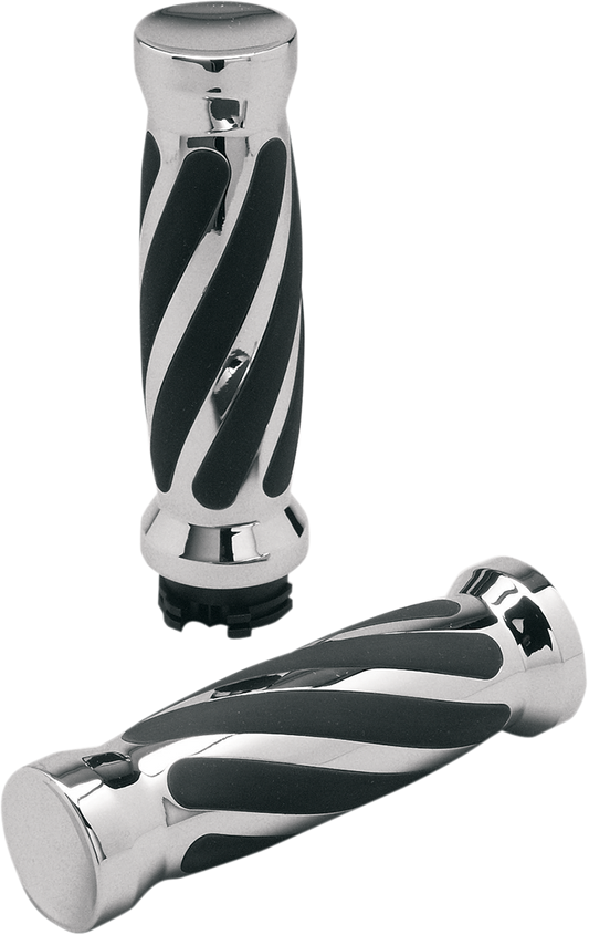 PRO-ONE PERF.MFG. Custom Twisted Rubber Grips with Chrome Finish - Part 802440