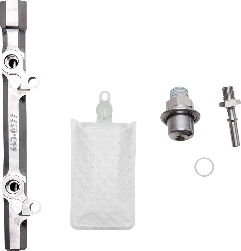 S&S CYCLE Fuel Rail Kit for Kawasaki 560-0333 - Billet Aluminum with In-Tank Fuel Pick-Up and Pulsation Dampener