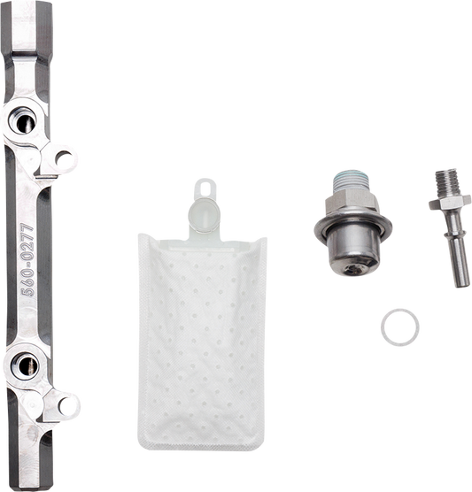 S&S CYCLE Fuel Rail Kit for Kawasaki 560-0333 - Billet Aluminum with In-Tank Fuel Pick-Up and Pulsation Dampener