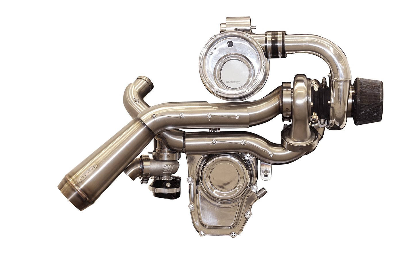 TRASK Tornado Turbo Performance Kit - Polished with Brushed Stainless Steel Exhaust - M8 TM-7600-PO