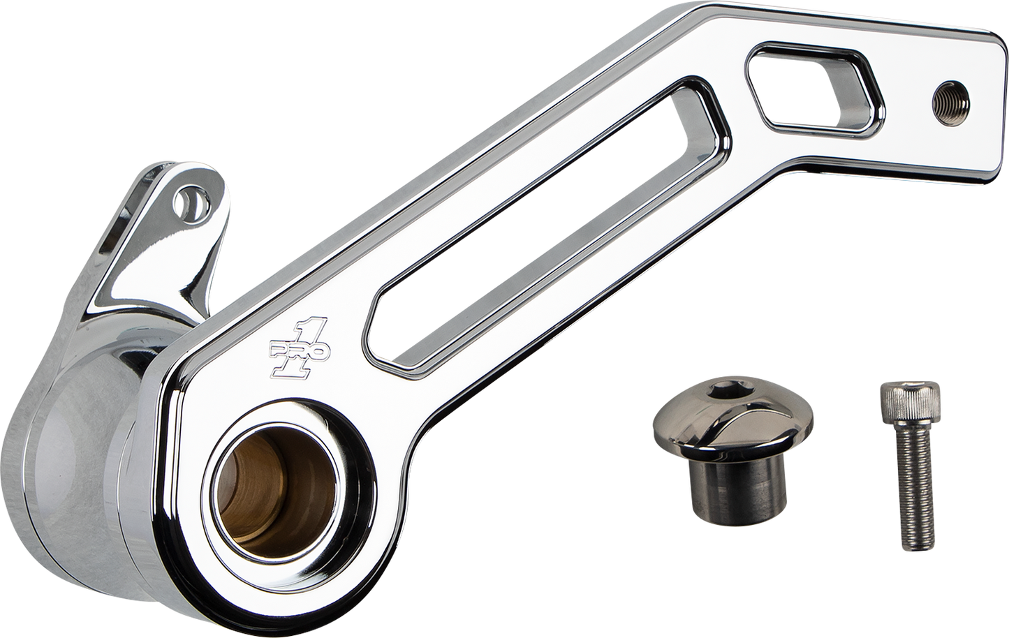 PRO-ONE PERF.MFG. Touring T-Rex Shorty Brake Arm - Chrome - '14-'22 FLHT 500773
