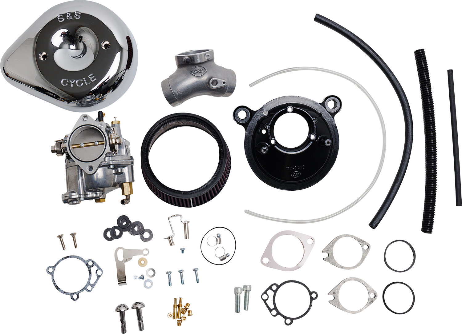 S&S Cycle Super E Carburetor with Stealth Air Cleaner Kit for Evolution Big Twin - Chrome (Part No. 110-0145)