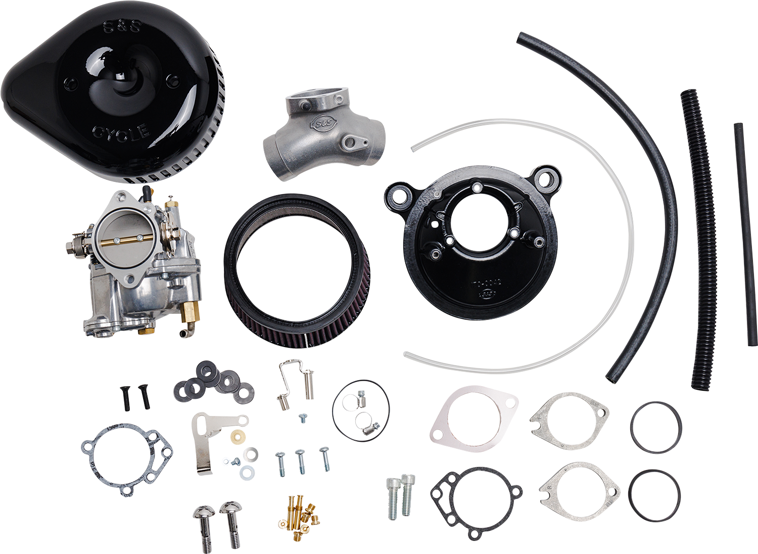 S&S CYCLE Super G Carburetor with Stealth Air Cleaner Kit for Evolution Big Twin - Part 110-0148, Gloss Black
