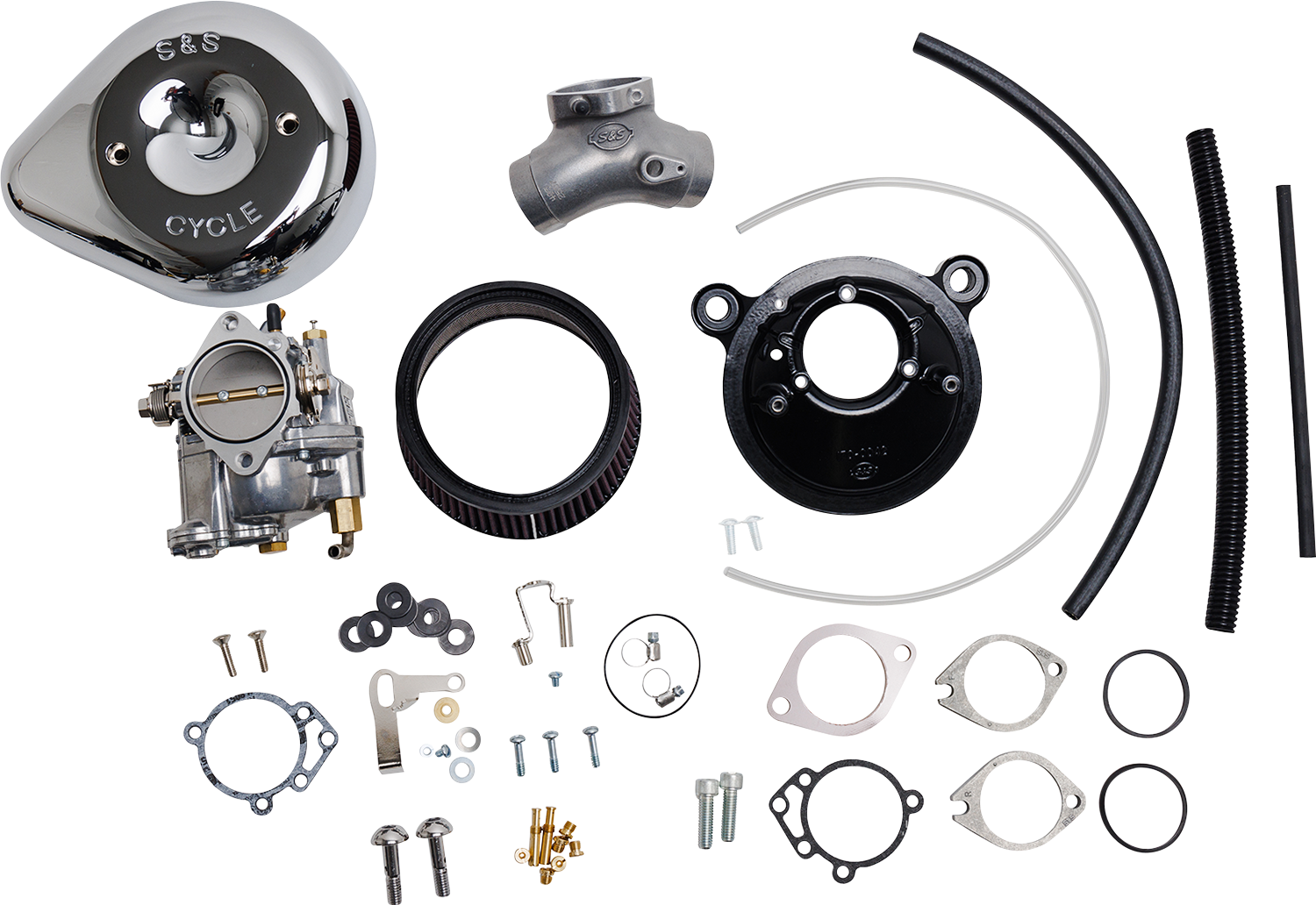 S&S CYCLE Super E Carburetor with Stealth Air Cleaner Kit – Chrome for Twin Cam 110-0151