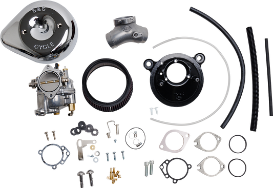 S&S CYCLE Super E Carburetor with Stealth Air Cleaner Kit – Chrome for Twin Cam 110-0151