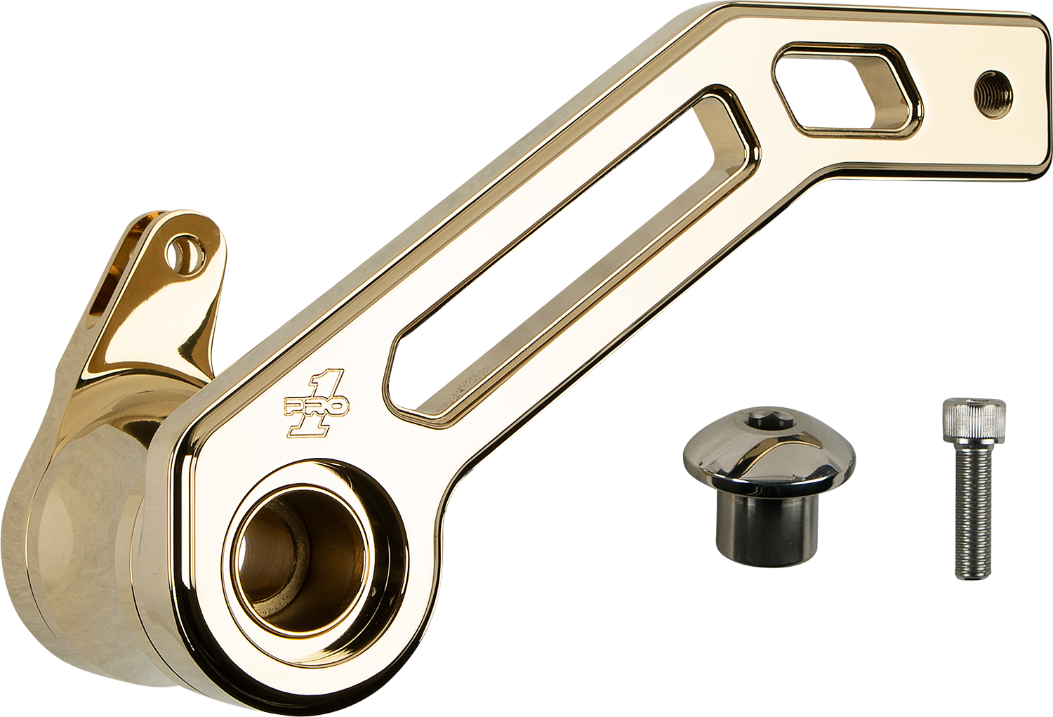 PRO-ONE PERF.MFG. Touring T-Rex Shorty Brake Arm - Gold - '08 -'13 FL 500772TIN