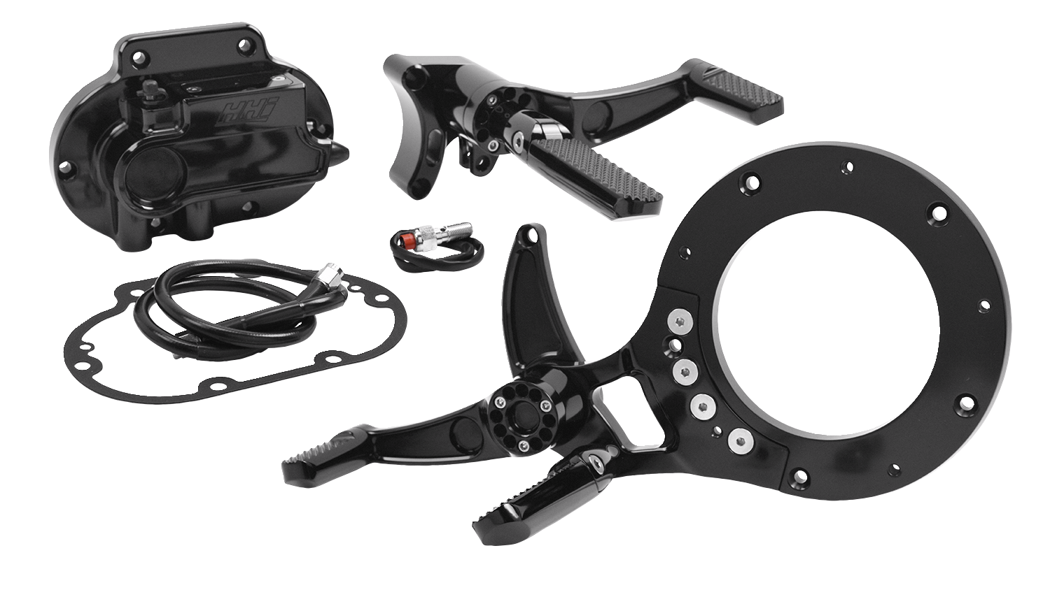 HAWG HALTERS Mid Control Conversion Kit - Black - Knurled Pegs - FLH/FLT MCK-FH21AS-FK