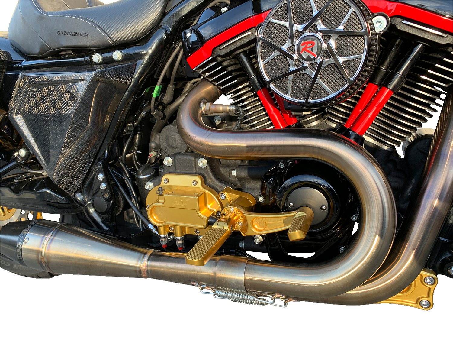 HAWG HALTERS Mid Control Conversion Kit - Gold - Knurled Pegs - FLH/FLT MCK-FH16GS-FK