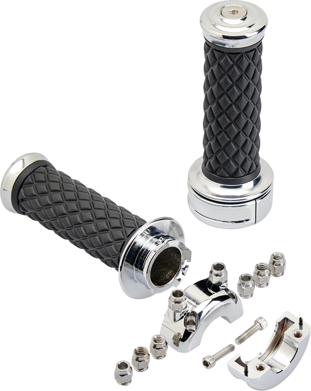 BILTWELL Alumicore Grips - Custom - Chrome 6606-105-01