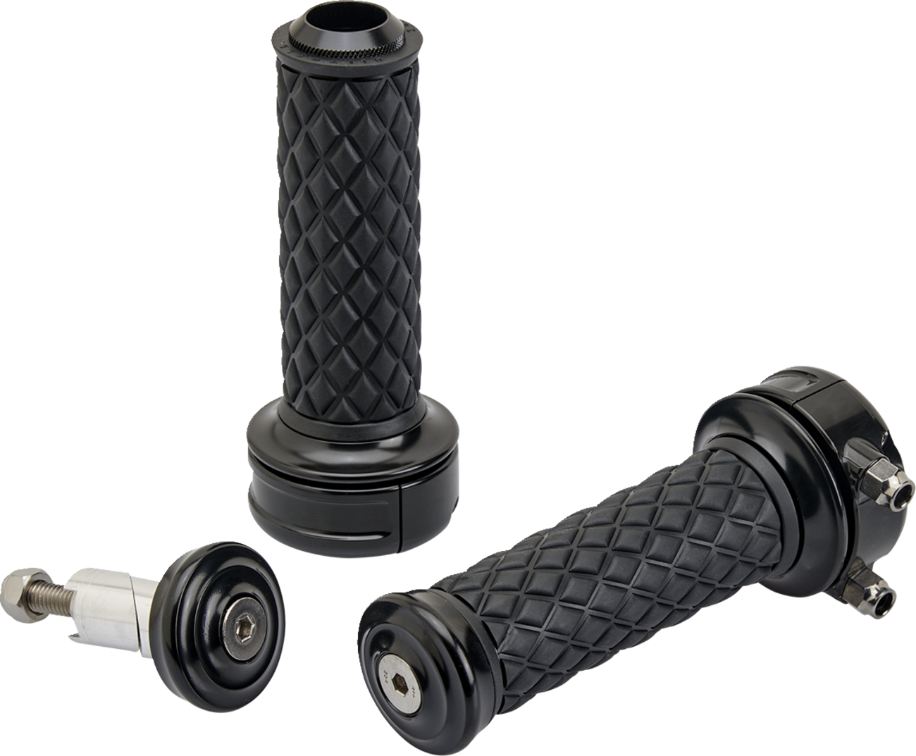 BILTWELL Alumicore Grips - Custom - Black 6606-201-01