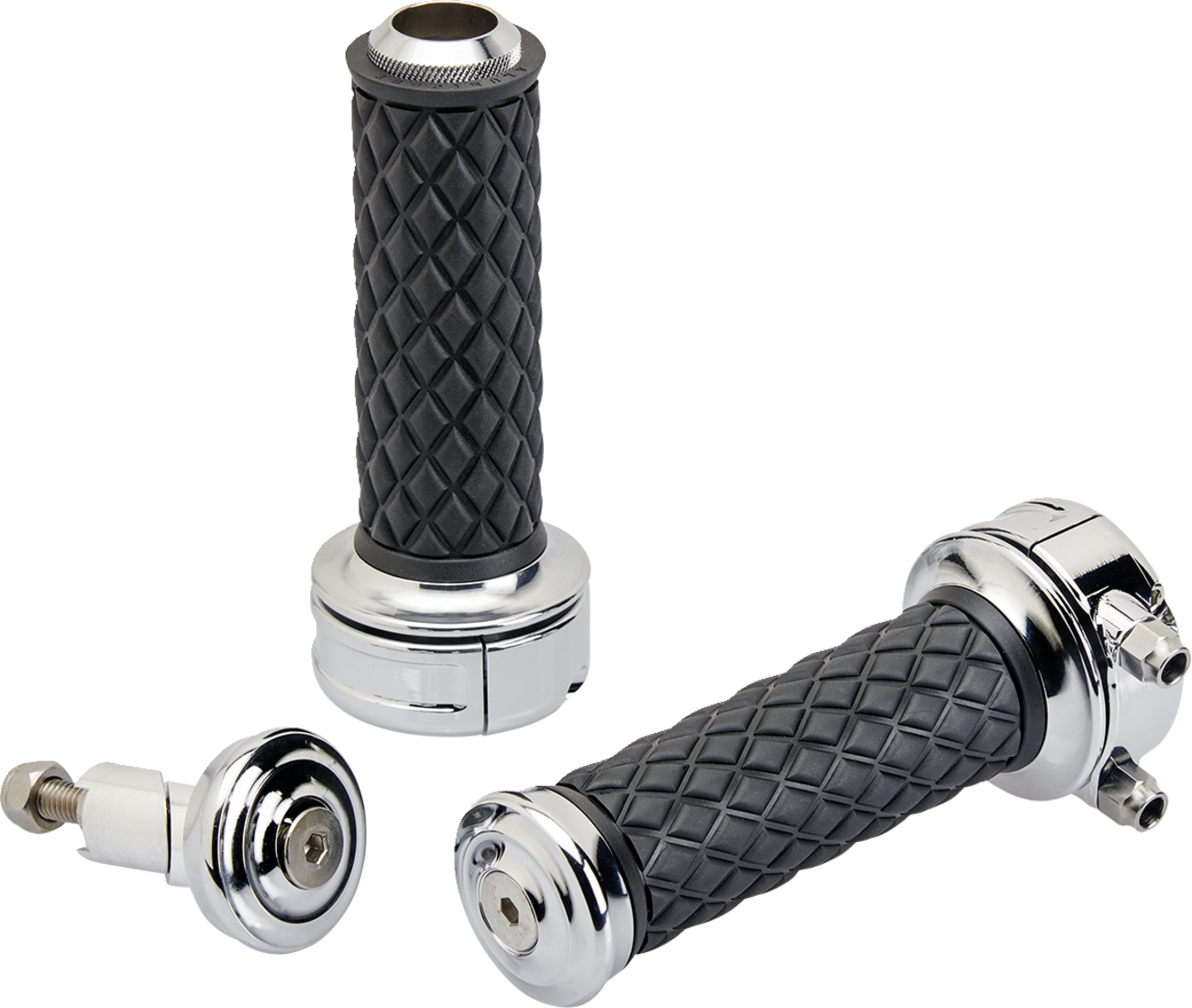 BILTWELL Alumicore Grips - Custom - Chrome 6606-105-01