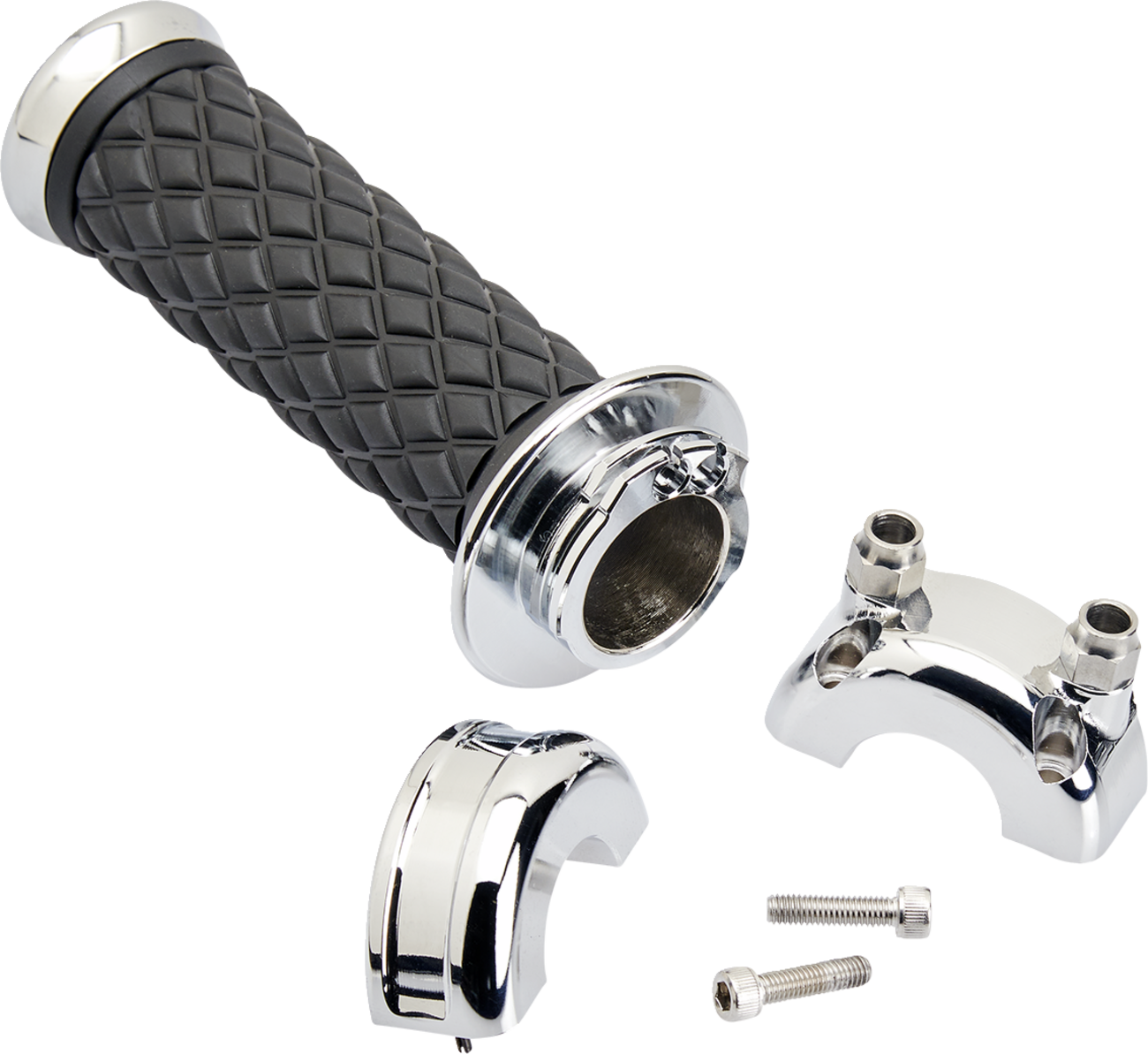 BILTWELL Alumicore Grips - Custom - Chrome 6606-105-01