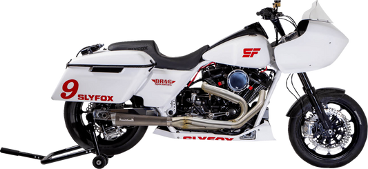 SLYFOX Stainless Steel 2-Into-1 Full Exhaust System SF1F3T with Titanium Muffler and Race Baffle