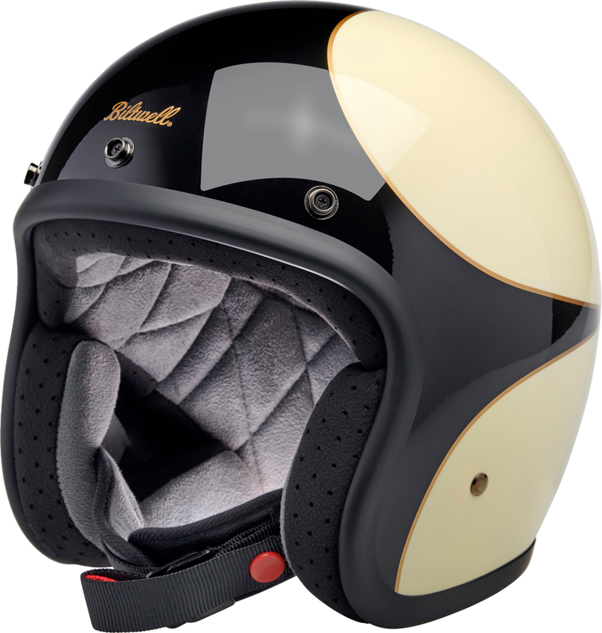 BILTWELL Bonanza Helmet - Gloss Vintage White/Black Scallop - Small 1001-559-202