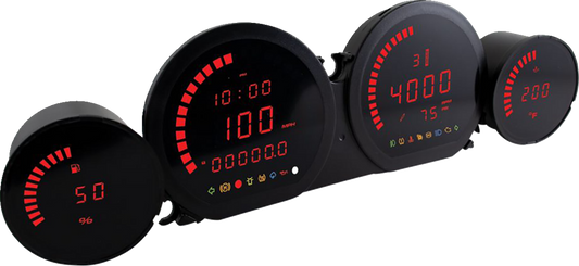 KOSO NORTH AMERICA HD-03L - Four-Piece LED Gauge Kit - Red Display BA064921