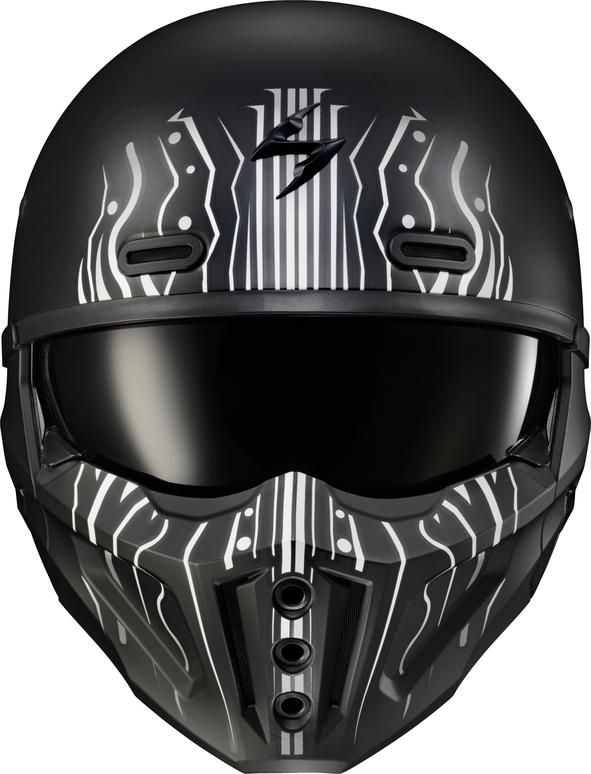 Scorpion EXO Covert X Open Face Helmet Tribe Matte Black/White Large