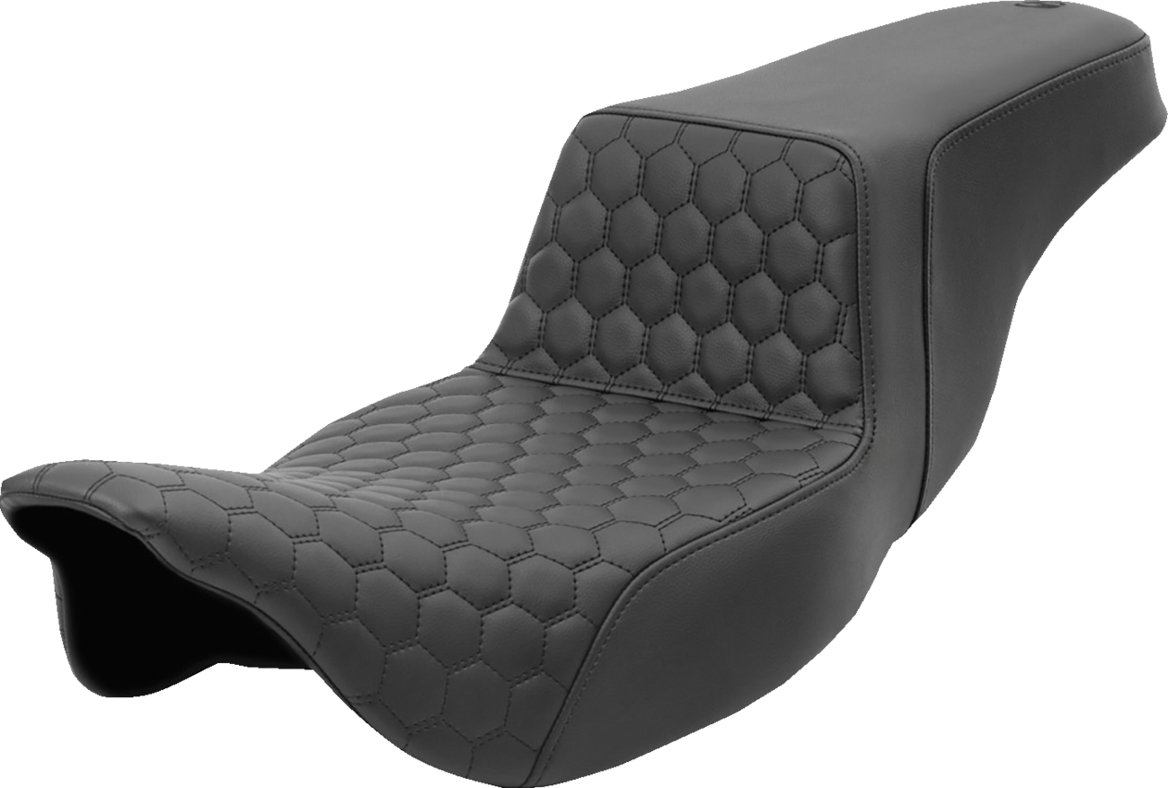 SADDLEMEN Step-Up Seat with Honeycomb Pattern for Harley FL 2008-2024 - Part 808-07B-178