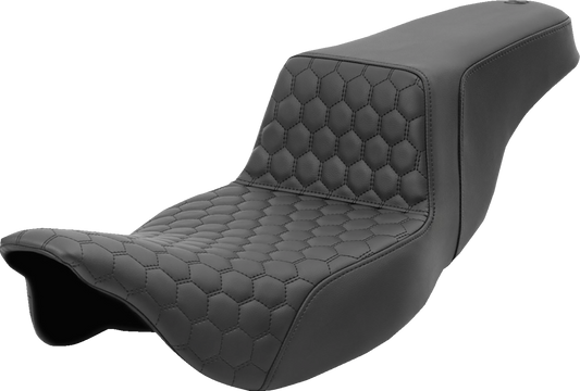 SADDLEMEN Step-Up Seat with Honeycomb Pattern for Harley FL 2008-2024 - Part 808-07B-178