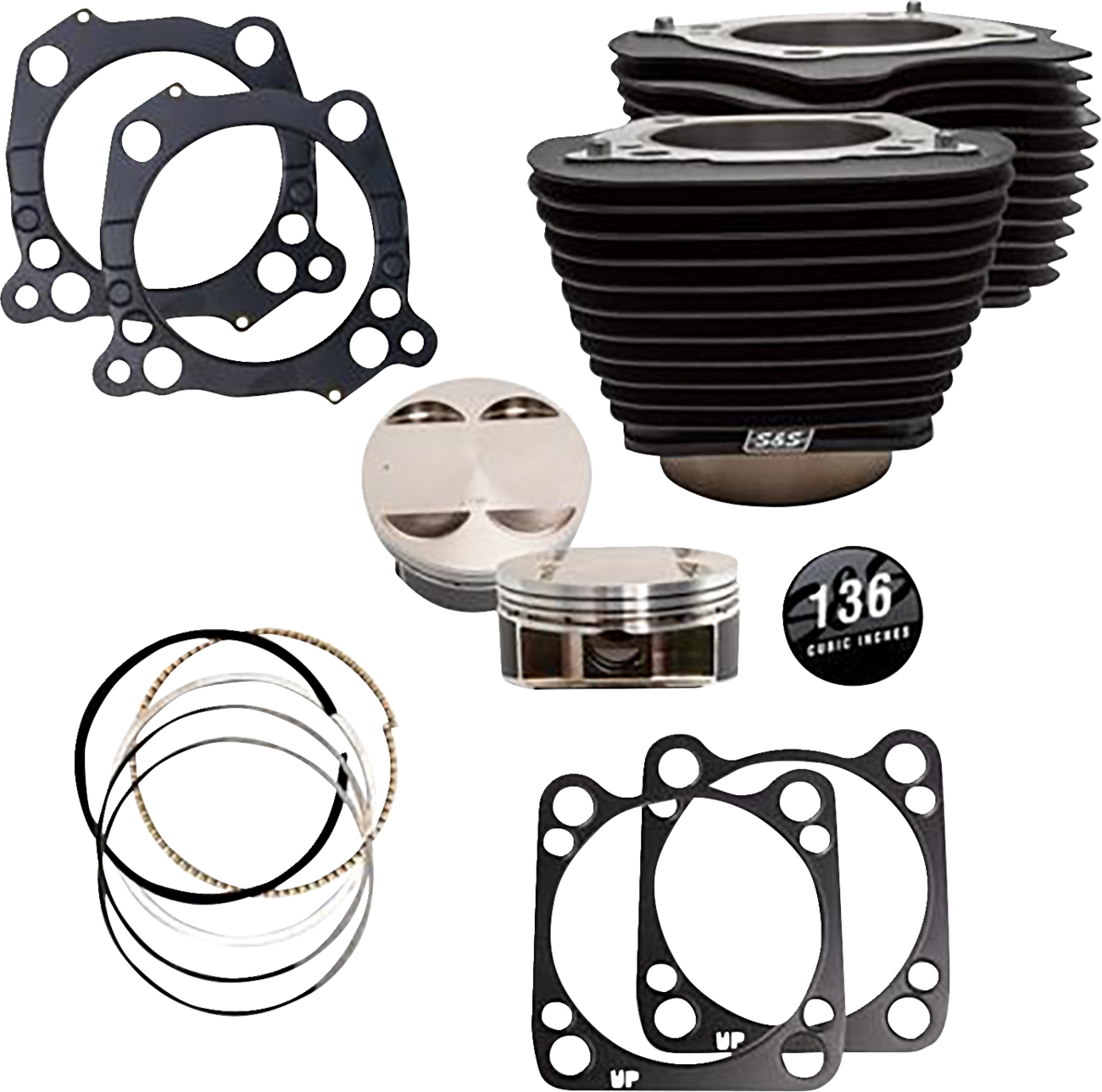 S&S Cycle 136" Big Bore Cylinder Kit for M8 Engines - Black (Part #910-0849)