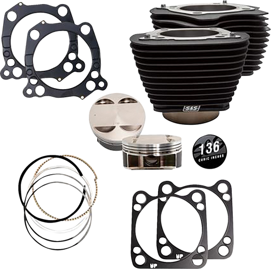S&S Cycle 136" Big Bore Cylinder Kit for M8 Engines - Black (Part #910-0849)