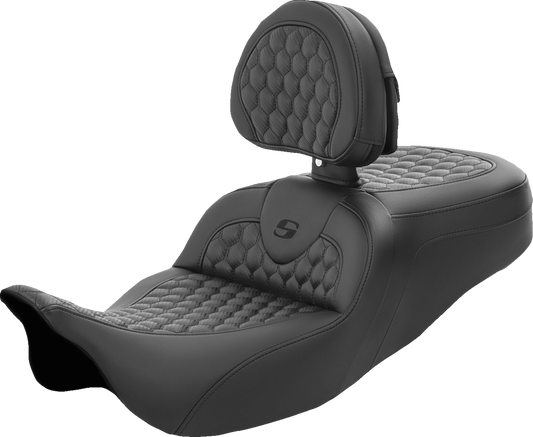 SADDLEMEN RoadSofa™ Seat with Honeycomb Cover and Backrest - Model 808-07B-189BR