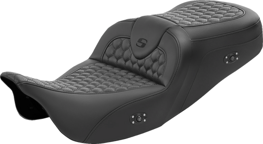 SADDLEMEN RoadSofa™ Seat with Honeycomb Cover – Heated, No Backrest for FL '08-'23 (Part #808-07B-189HCT)