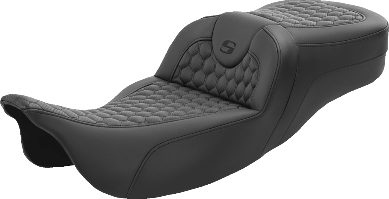 SADDLEMEN RoadSofa™ Seat with Honeycomb Pattern and SaddleGel™ for FL 2008-2024, Part 808-07B-190