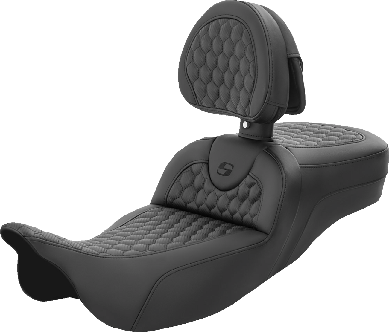 SADDLEMEN RoadSofa™ Seat with Honeycomb Cover and Backrest for FL 2008-2024 | Part 808-07B-190BR