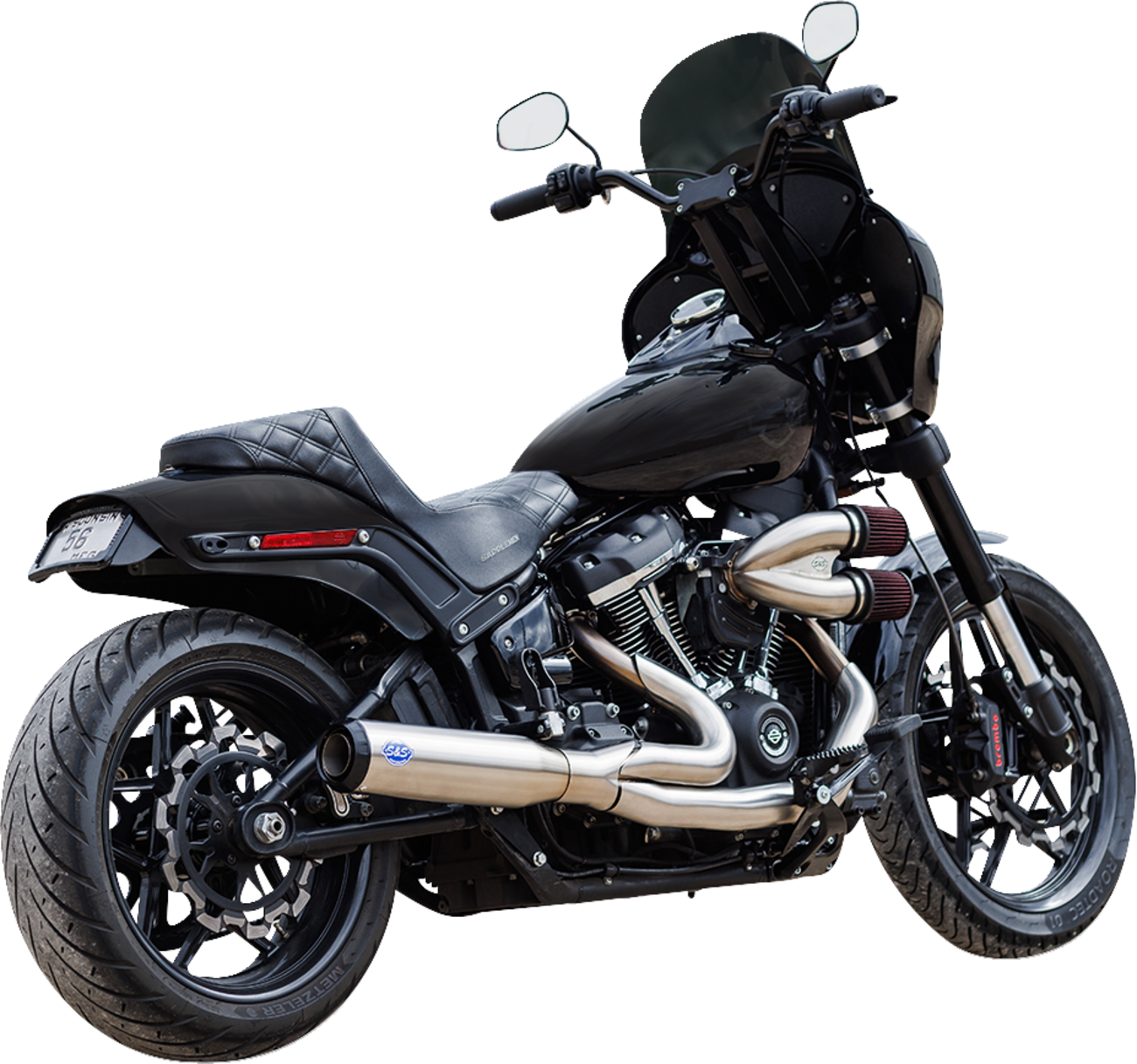 S&S CYCLE 2-into-1 Qualifier Exhaust System - 50-State - Silver - Softail 550-1103