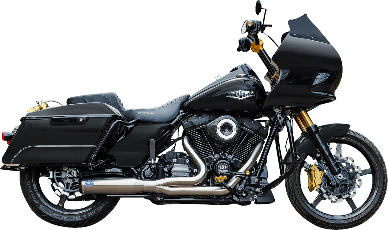 S&S CYCLE 2-into-1 Qualifier Exhaust System - Race Only - Brushed Stainless 550-1107