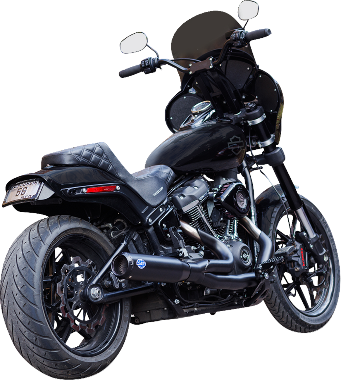 S&S CYCLE 2-into-1 Qualifier Exhaust System - 50-State - Black - Softail 550-1104