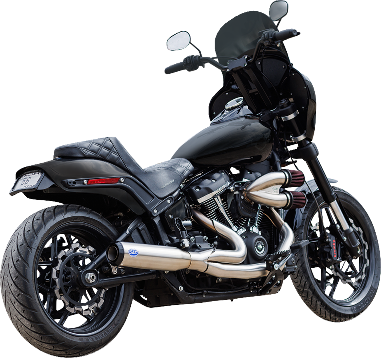 S&S CYCLE 2-into-1 Qualifier Exhaust System - Race Only - Brushed Stainless 550-1105