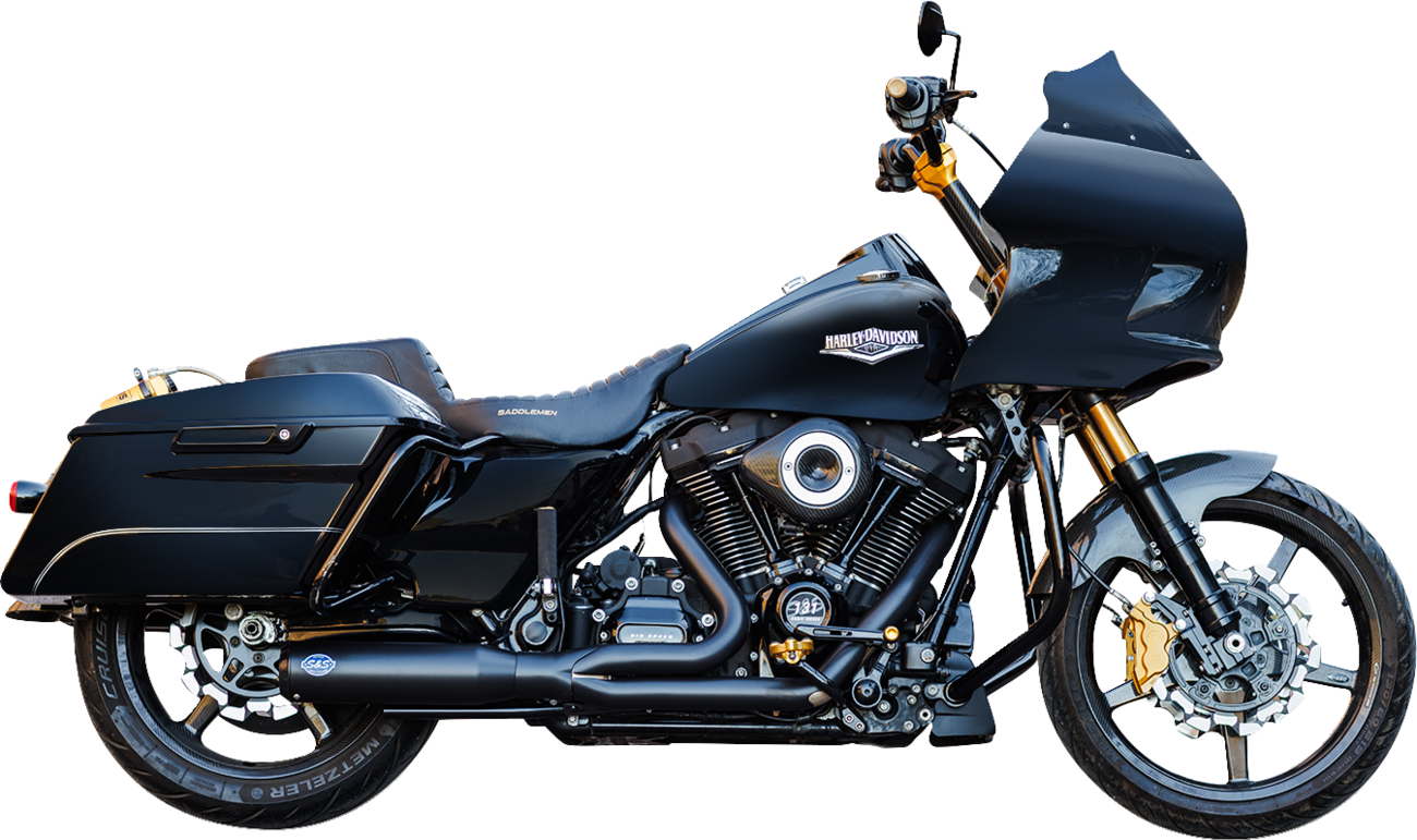 S&S CYCLE 2-into-1 Qualifier Exhaust System - Race Only - Guardian Black 550-1109