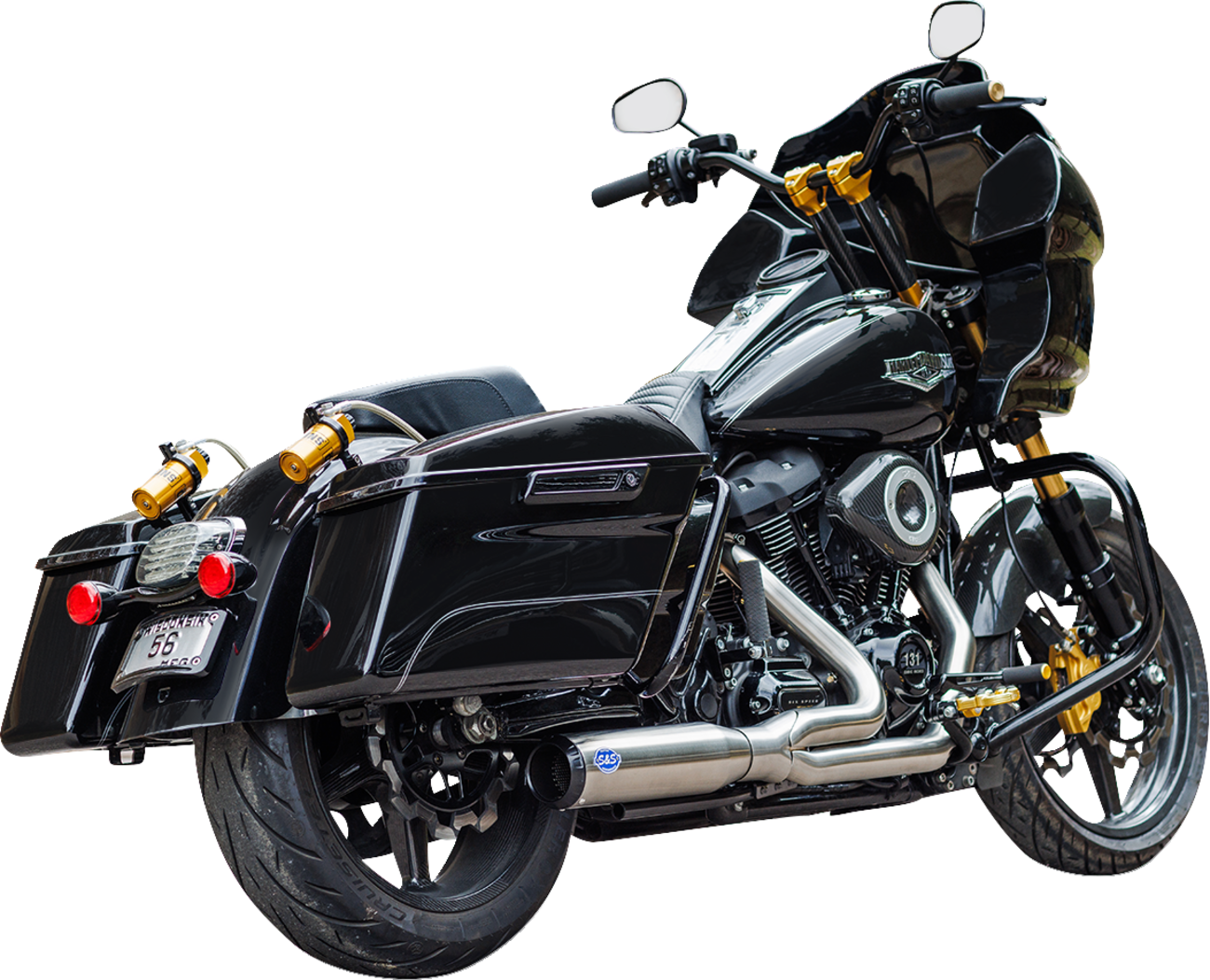 S&S CYCLE 2-into-1 Qualifier Exhaust System - Race Only - Brushed Stainless 550-1107