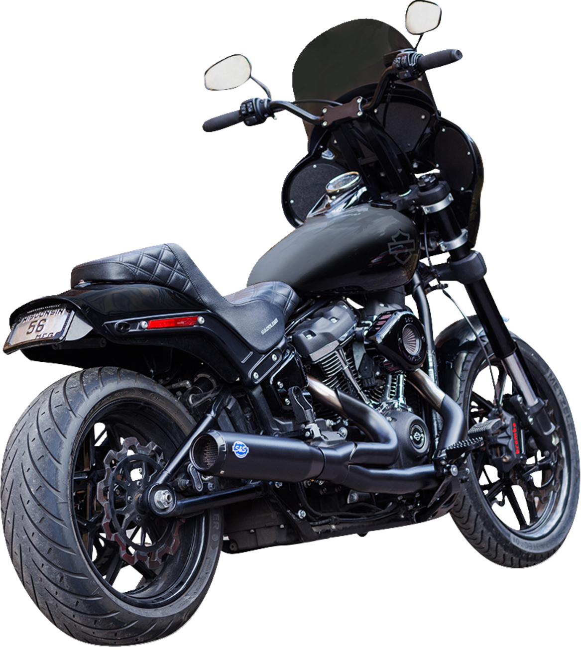 S&S CYCLE 2-into-1 Qualifier Exhaust System - Race Only - Guardian Black 550-1106