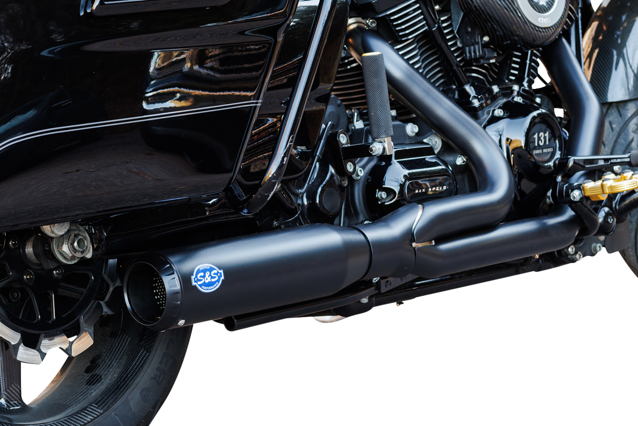 S&S CYCLE 2-into-1 Qualifier Exhaust System - Race Only - Guardian Black 550-1109