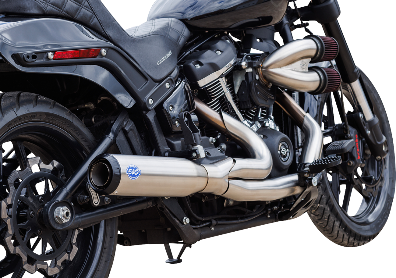 S&S CYCLE 2-into-1 Qualifier Exhaust System - Race Only - Brushed Stainless 550-1105