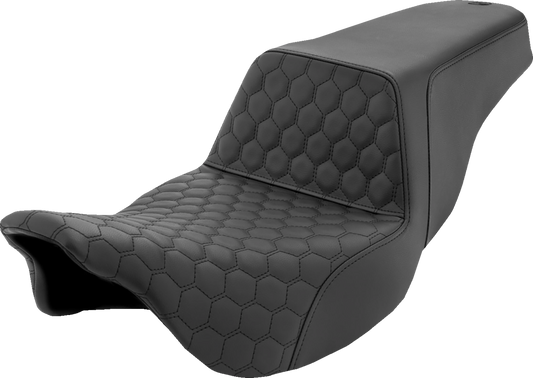 SADDLEMEN Step-Up Seat - Honeycomb - Black Stitching - FL '08-'24 808-07B-177