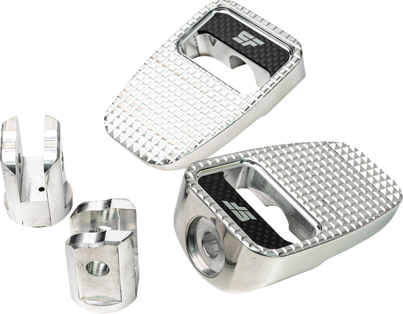SLYFOX Foot Pegs - Silver Polished - Front SF-904-01-2